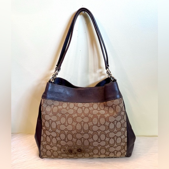 Coach Lexy Signature Leather Canvas Shoulder Bag - Picture 2 of 11